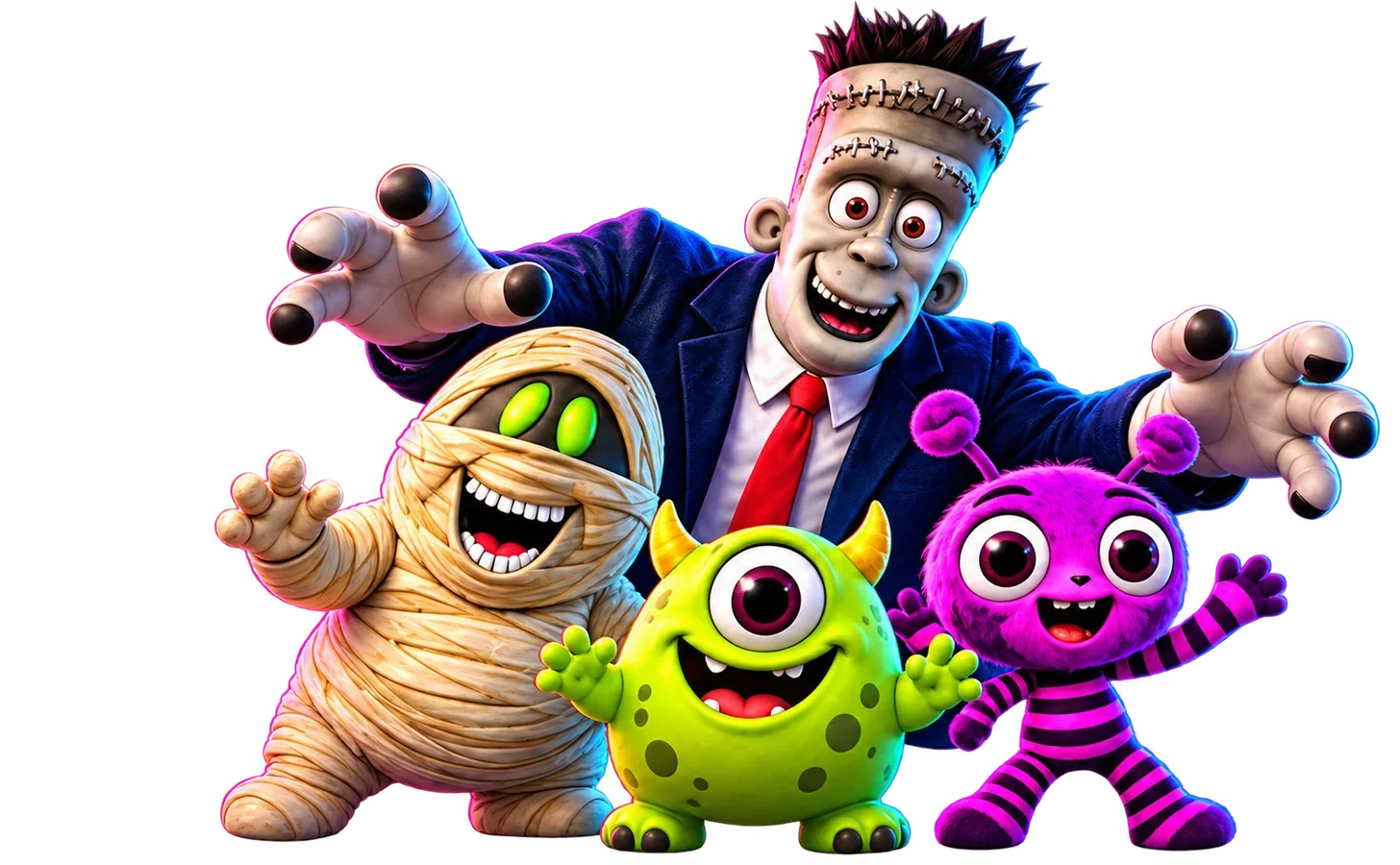 Branko, Momi, Orbix y Lila, los personajes de Esdri Kids